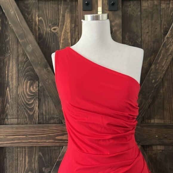 New Sarin Mathews One Shoulder Long Sexy Sleeveless Bodycon Ruched Wrap … - Picture 5 of 16